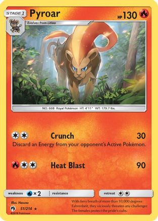 SM  Lost Thunder  051 Pyroar  - Reverse Holofoil - Rare