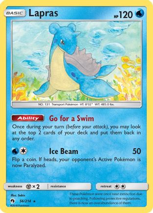 SM  Lost Thunder  056/214 Lapras  - Reverse Holofoil - Rare