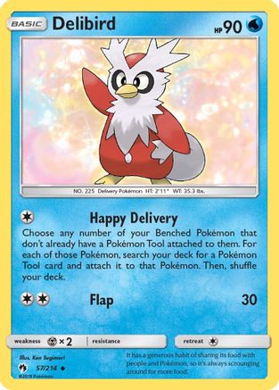 SM  Lost Thunder  057/214 Delibird  - Reverse Holofoil - Uncommon