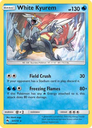 SM  Lost Thunder  063/214 White Kyurem  - Reverse Holofoil - Holo Rare