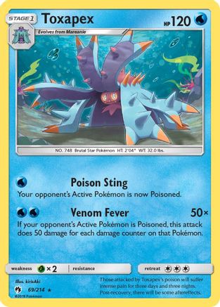 SM  Lost Thunder  069 Toxapex  - Reverse Holofoil - Rare