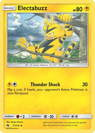 SM  Lost Thunder  071 Electabuzz  - Reverse Holofoil - Uncommon