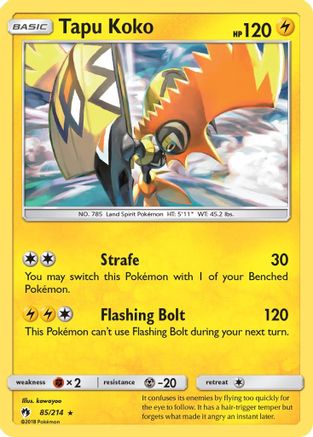 SM  Lost Thunder  085 Tapu Koko  - Reverse Holofoil - Holo Rare