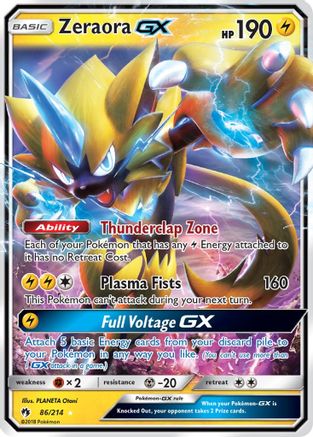 SM  Lost Thunder  086/214 Zeraora GX  - Holofoil - Ultra Rare