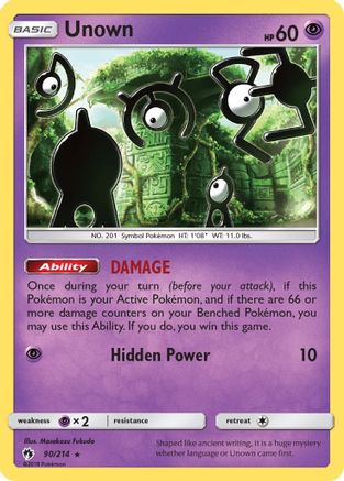 SM  Lost Thunder  090/214 Unown (90)  - Reverse Holofoil - Rare