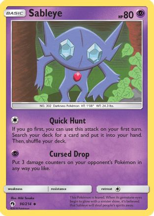 SM  Lost Thunder  096/214 Sableye  - Uncommon