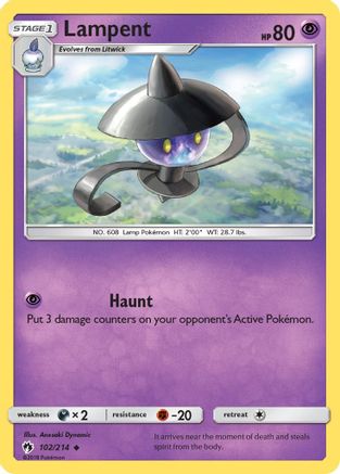 SM  Lost Thunder  102/214 Lampent  - Reverse Holofoil - Uncommon