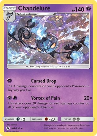 SM  Lost Thunder  103/214 Chandelure  - Holofoil - Holo Rare
