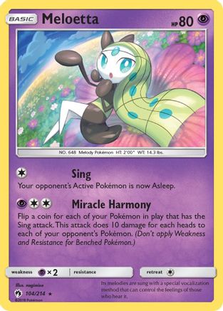 SM  Lost Thunder  104/214 Meloetta  - Reverse Holofoil - Rare