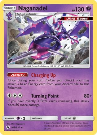 SM  Lost Thunder  108/214 Naganadel  - Reverse Holofoil - Holo Rare