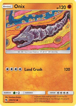 SM  Lost Thunder  109/214 Onix  - Reverse Holofoil - Common