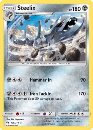 SM  Lost Thunder  125 Steelix  - Reverse Holofoil - Rare