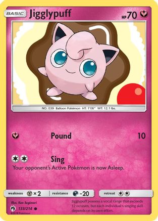 SM  Lost Thunder  133/214 Jigglypuff  - Reverse Holofoil - Common