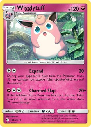 SM  Lost Thunder  134/214 Wigglytuff  - Reverse Holofoil - Rare