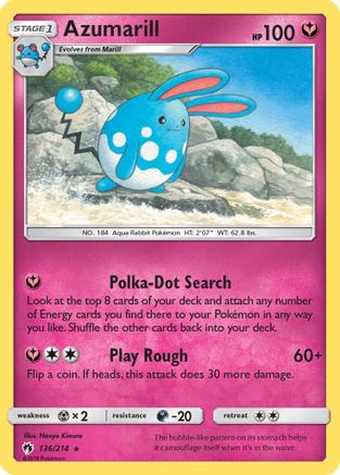 SM  Lost Thunder  136 Azumarill  - Reverse Holofoil - Rare