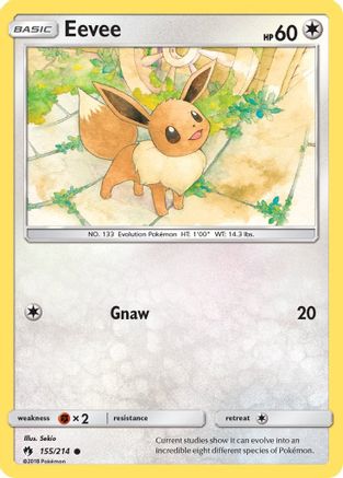 SM  Lost Thunder  155/214 Eevee  - Reverse Holofoil - Common