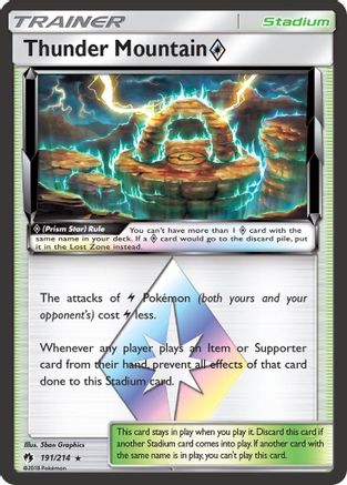 SM  Lost Thunder  191/214 Thunder Mountain Prism Star  - Holofoil - Prism Rare