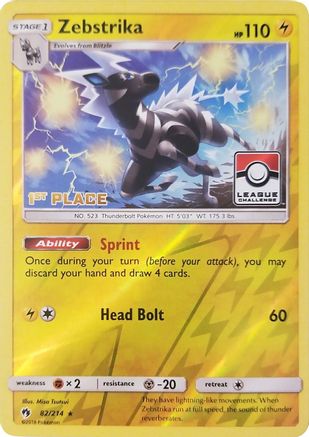 League & Championship Cards /214 Zebstrika - 82/214 (League Challenge) [1st Place]  - Reverse Holofoil - Promo