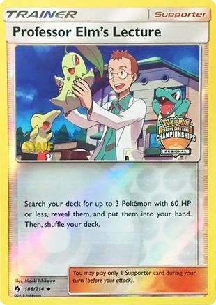 League & Championship Cards /214 Professor Elm's Lecture - 188/214 (Regional Championships) [Staff]  - Reverse Holofoil - Promo