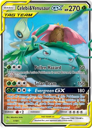 SM  Team Up  001/181 Celebi & Venusaur GX  - Holofoil - Ultra Rare