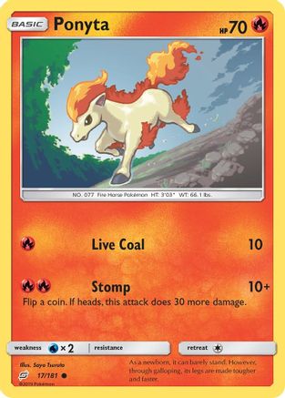 SM  Team Up  017/181 Ponyta  - Reverse Holofoil - Common