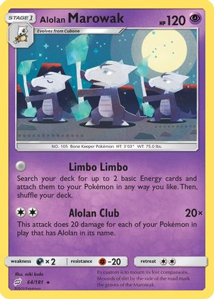 SM  Team Up  064/181 Alolan Marowak  - Reverse Holofoil - Rare