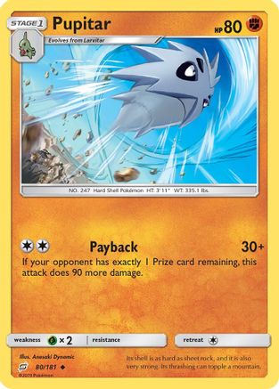 SM  Team Up  080 Pupitar  - Reverse Holofoil - Uncommon