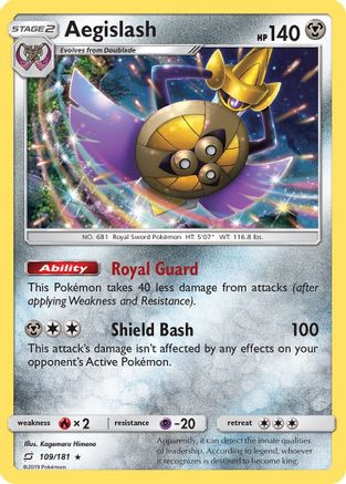 SM  Team Up  109 Aegislash  - Holofoil - Holo Rare