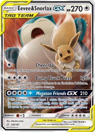 SM  Team Up  120/181 Eevee & Snorlax GX  - Holofoil - Ultra Rare