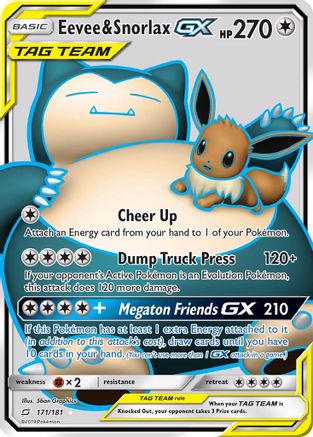 SM  Team Up  171 Eevee & Snorlax GX (Full Art)  - Holofoil - Ultra Rare