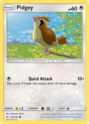 SM  Team Up  122/181 Pidgey (122)  - Reverse Holofoil - Common