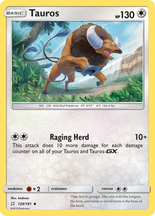SM  Team Up  129 Tauros  - Uncommon