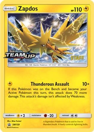 SM Promos  Zapdos - SM159 (Prerelease) [Staff]  - Holofoil - Promo