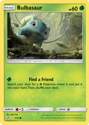 Detective Pikachu  001/18 Bulbasaur (Holo Common)  - Holofoil - Common