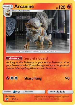 Detective Pikachu  006/18 Arcanine  - Holofoil - Rare
