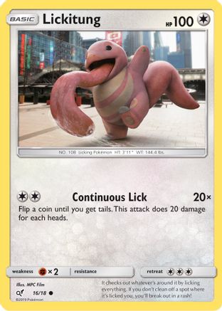 Detective Pikachu  016/18 Lickitung (Holo Common)  - Holofoil - Common