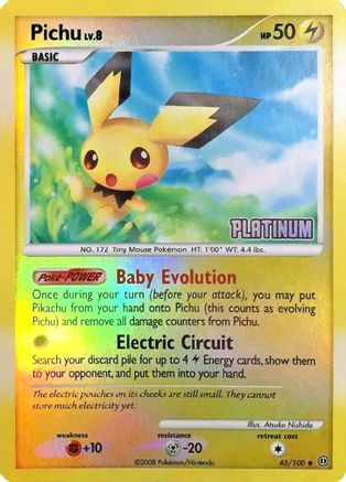 Burger King Promos  045/106 Pichu  - Reverse Holofoil - Promo