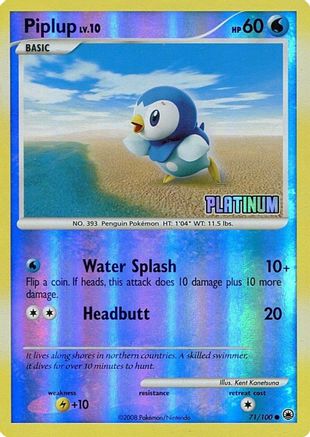 Burger King Promos /100 Piplup - 71/100 [Platinum]  - Reverse Holofoil - Promo