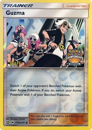 League & Championship Cards /147 Guzma - 115a/147 (Regional Championships) [Staff]  - Reverse Holofoil - Promo