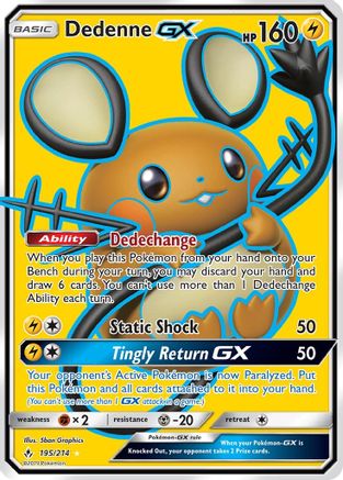 SM  Unbroken Bonds  195 Dedenne GX (Full Art)  - Holofoil - Ultra Rare