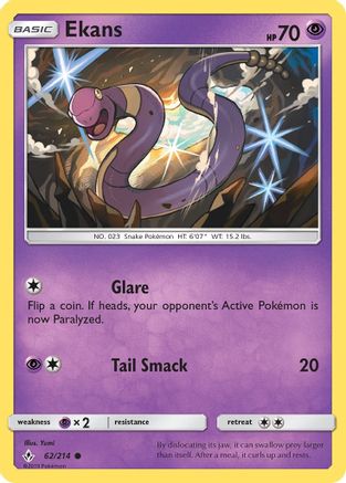 SM  Unbroken Bonds  062/214 Ekans  - Reverse Holofoil - Common