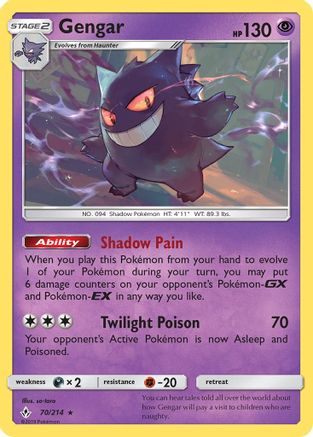 SM  Unbroken Bonds  070/214 Gengar  - Rare