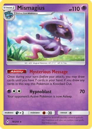 SM  Unbroken Bonds  078/214 Mismagius  - Reverse Holofoil - Rare