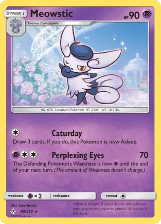 SM  Unbroken Bonds  080/214 Meowstic  - Reverse Holofoil - Rare