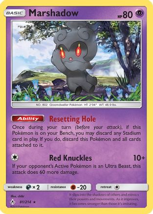 SM  Unbroken Bonds  081/214 Marshadow  - Reverse Holofoil - Holo Rare