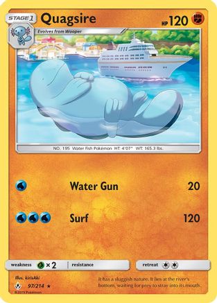 SM  Unbroken Bonds  097/214 Quagsire  - Reverse Holofoil - Rare