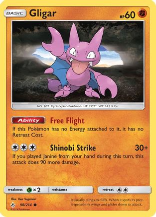 SM  Unbroken Bonds  098/214 Gligar  - Common