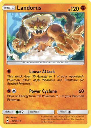 SM  Unbroken Bonds  103 Landorus  - Holofoil - Holo Rare