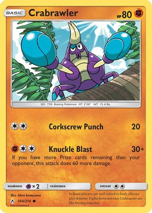 SM  Unbroken Bonds  104/214 Crabrawler  - Common