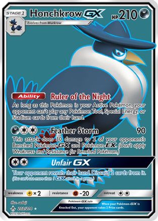 SM  Unbroken Bonds  202/214 Honchkrow GX (Full Art)  - Holofoil - Ultra Rare